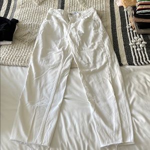 Zara off white high rise straight leg jeans